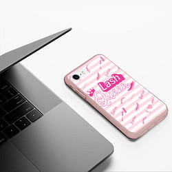 Чехол iPhone 7/8 матовый Lash queen - pink Barbie pattern, цвет: 3D-светло-розовый — фото 2