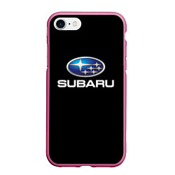 Чехол iPhone 7/8 матовый Subaru sport auto car, цвет: 3D-малиновый