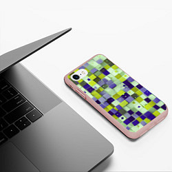 Чехол iPhone 7/8 матовый Ретро квадраты болотные, цвет: 3D-светло-розовый — фото 2