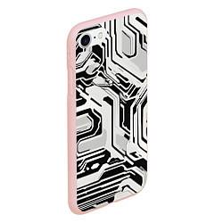 Чехол iPhone 7/8 матовый Киберпанк белые полосы на чёрном фоне, цвет: 3D-светло-розовый — фото 2