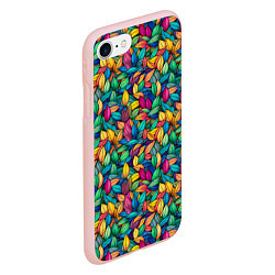 Чехол iPhone 7/8 матовый Разноцветные листья рисунок паттерн, цвет: 3D-светло-розовый — фото 2