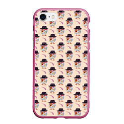 Чехол iPhone 7/8 матовый Петушок и веточка ягод, цвет: 3D-малиновый