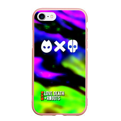 Чехол iPhone 7/8 матовый Love Death and Robots flame, цвет: 3D-светло-розовый