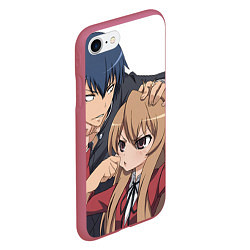 Чехол iPhone 7/8 матовый Toradora Тайга Рюдзи, цвет: 3D-малиновый — фото 2