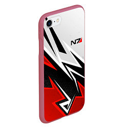 Чехол iPhone 7/8 матовый N7 mass effect - white and red, цвет: 3D-малиновый — фото 2