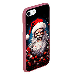Чехол iPhone 7/8 матовый Страшный Санта Клаус, цвет: 3D-малиновый — фото 2