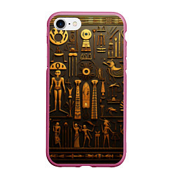Чехол iPhone 7/8 матовый Арт в стиле египетских письмен, цвет: 3D-малиновый