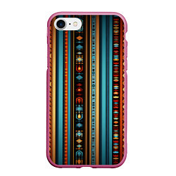 Чехол iPhone 7/8 матовый Этнический паттерн в вертикальную полоску, цвет: 3D-малиновый