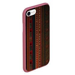 Чехол iPhone 7/8 матовый Этнический узор в вертикальную полоску, цвет: 3D-малиновый — фото 2