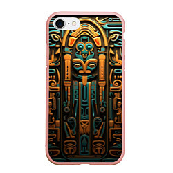 Чехол iPhone 7/8 матовый Орнамент в египетском стиле, бюст Нефертити, цвет: 3D-светло-розовый