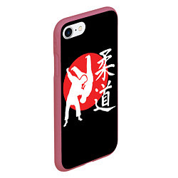 Чехол iPhone 7/8 матовый Боевой бросок дзюдо, цвет: 3D-малиновый — фото 2