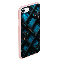 Чехол iPhone 7/8 матовый Тёмно-синяя диагональная клетка, цвет: 3D-светло-розовый — фото 2