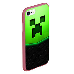 Чехол iPhone 7/8 матовый Майнкрафт крипер, цвет: 3D-малиновый — фото 2