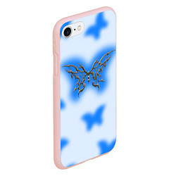 Чехол iPhone 7/8 матовый Y2K blue butterfly, цвет: 3D-светло-розовый — фото 2