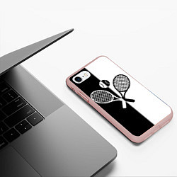 Чехол iPhone 7/8 матовый Теннис - чёрно белое, цвет: 3D-светло-розовый — фото 2