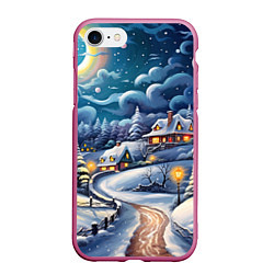 Чехол iPhone 7/8 матовый Новогоднее настроение, цвет: 3D-малиновый