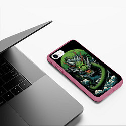 Чехол iPhone 7/8 матовый Зеленый дракон символ 2024, цвет: 3D-малиновый — фото 2