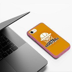 Чехол iPhone 7/8 матовый Basketball - кольцо и мяч, цвет: 3D-малиновый — фото 2