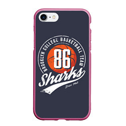 Чехол iPhone 7/8 матовый Basketball sharks, цвет: 3D-малиновый