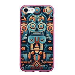 Чехол iPhone 7/8 матовый Симметричный абстрактный паттерн в ацтекском стиле, цвет: 3D-малиновый