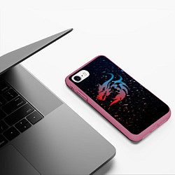 Чехол iPhone 7/8 матовый Дракон млечный путь, цвет: 3D-малиновый — фото 2