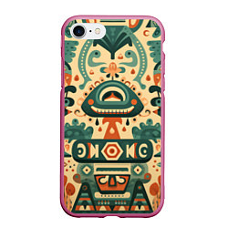 Чехол iPhone 7/8 матовый Абстрактный узор в мексиканском фолк-арт стиле, цвет: 3D-малиновый