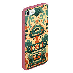 Чехол iPhone 7/8 матовый Абстрактный узор в мексиканском фолк-арт стиле, цвет: 3D-малиновый — фото 2