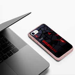 Чехол iPhone 7/8 матовый Mitsubishi - плиты с эффектом свечения, цвет: 3D-светло-розовый — фото 2