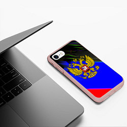 Чехол iPhone 7/8 матовый Герб РФ патриотический стиль, цвет: 3D-светло-розовый — фото 2