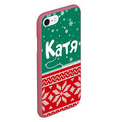 Чехол iPhone 7/8 матовый Катя новогодняя, цвет: 3D-малиновый — фото 2