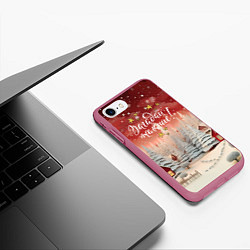 Чехол iPhone 7/8 матовый Загадай желание новогодний фон, цвет: 3D-малиновый — фото 2