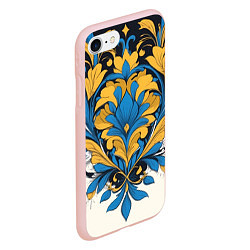Чехол iPhone 7/8 матовый Желто-синий букет, цвет: 3D-светло-розовый — фото 2