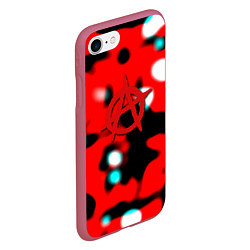 Чехол iPhone 7/8 матовый Анархия красные краски, цвет: 3D-малиновый — фото 2