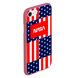 Чехол iPhone 7/8 матовый NASA usa space logo, цвет: 3D-малиновый — фото 2