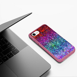 Чехол iPhone 7/8 матовый Разноцветные узоры красные синие и фиолетовые, цвет: 3D-малиновый — фото 2