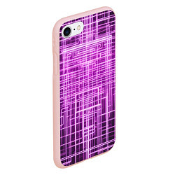 Чехол iPhone 7/8 матовый Фиолетовые неоновые полосы киберпанк, цвет: 3D-светло-розовый — фото 2