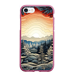 Чехол iPhone 7/8 матовый Искрящиеся снежинки в вальсе волшебства, цвет: 3D-малиновый