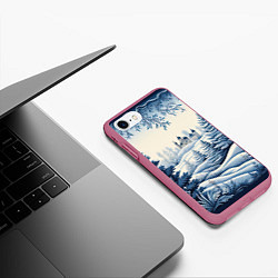 Чехол iPhone 7/8 матовый Зимняя сказка 2024, цвет: 3D-малиновый — фото 2