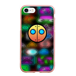 Чехол iPhone 7/8 матовый Geometry dash stiker, цвет: 3D-светло-розовый