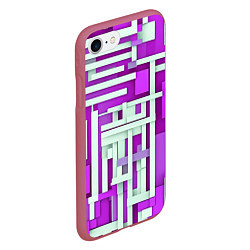 Чехол iPhone 7/8 матовый Полосы на фиолетовом фоне, цвет: 3D-малиновый — фото 2