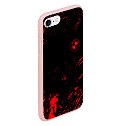 Чехол iPhone 7/8 матовый BMW красные краски на чёрном, цвет: 3D-светло-розовый — фото 2