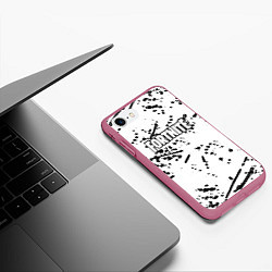 Чехол iPhone 7/8 матовый Фортнайт черный краски всплеск, цвет: 3D-малиновый — фото 2