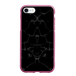 Чехол iPhone 7/8 матовый Чёрные трещины, цвет: 3D-малиновый