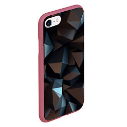 Чехол iPhone 7/8 матовый Черная геометрическая абстракция - объемные грани, цвет: 3D-малиновый — фото 2
