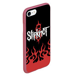 Чехол iPhone 7/8 матовый Slipknot в огне, цвет: 3D-малиновый — фото 2