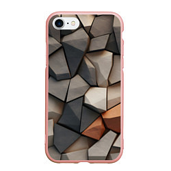 Чехол iPhone 7/8 матовый Серые камни, цвет: 3D-светло-розовый