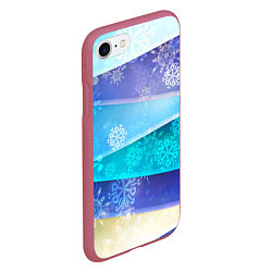 Чехол iPhone 7/8 матовый Абстрактный синий волнистый фон со снежинками, цвет: 3D-малиновый — фото 2
