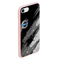 Чехол iPhone 7/8 матовый Volvo - монохромный серый, цвет: 3D-светло-розовый — фото 2