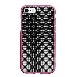 Чехол iPhone 7/8 матовый Черно белый геометрический клетчатый узор, цвет: 3D-малиновый