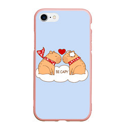 Чехол iPhone 7/8 матовый Капибара и любовь: be capy, цвет: 3D-светло-розовый